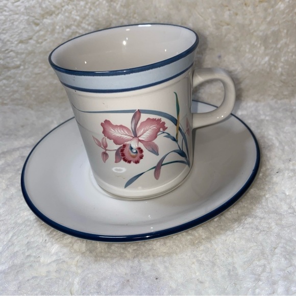 Cup & Saucer Nitto Meadow Stone Country Cottage Japan Coffee Tea replacement - Picture 1 of 6